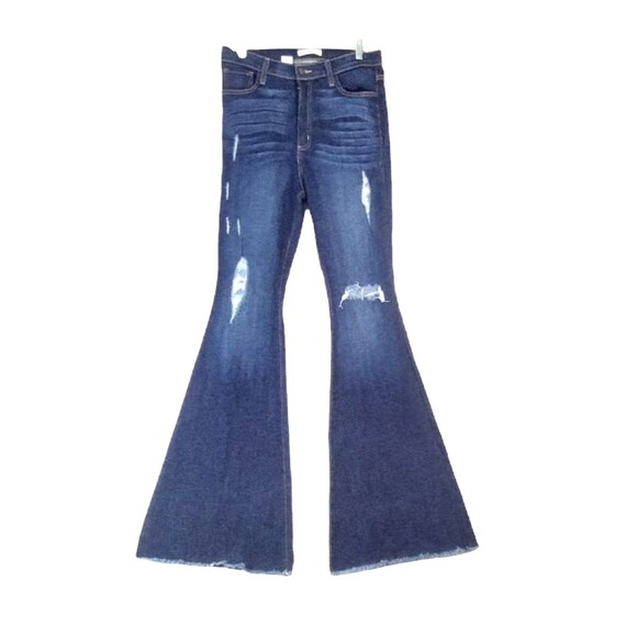 NWT Jeans Junior 15 Bell Bottoms Wide Leg Super Flare Boho Hippie Retro 60s - Picture 1 of 10